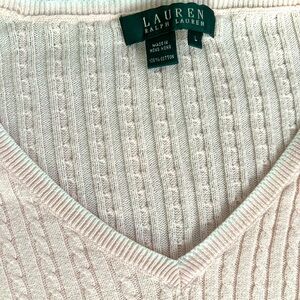 Lauren Ralph Lauren Women's Soft Beige V-Neck Sweater